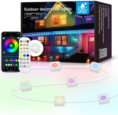 50ft IP67 ngoài trời chống nước thông minh RGBIC vĩnh viễn đèn cửa với 75 Scene chế độ và 36 leds